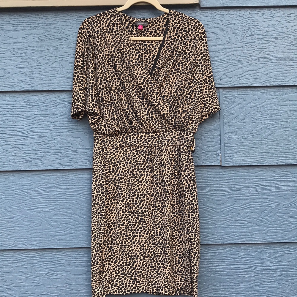 Vince Camuto Faux Wrap Animal Print Dress